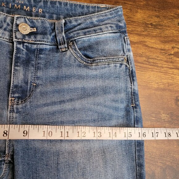 WHBM Jeans Size 2 The Skimmer Skinny Embroidered Zip Low Rise Medium Light Wash - Picture 7 of 10